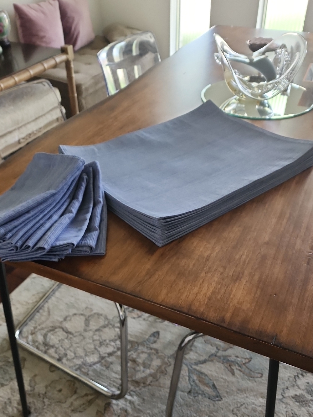 Blue Linen Napkins and Placemats Set